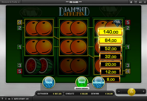 Diamond & Fruits Slot - Gamble Feature Diamond & Fruits Slot - Gamble Feature