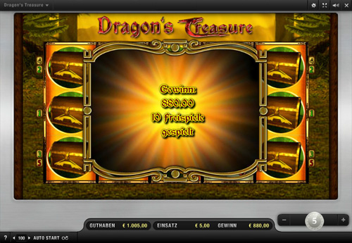 Dragons Treasure - Freispiele-Gewinn