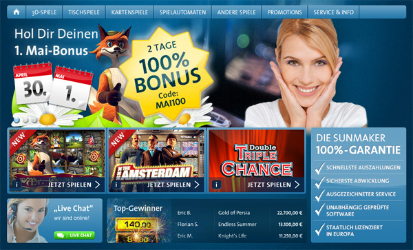 1. Mai-Bonus bei Sunmaker