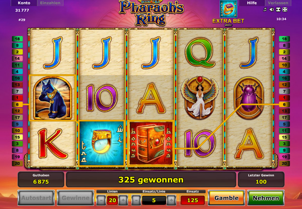 Novoline Pharaohs Ring Spielautomat - Gewinn mit dem Buch des Ra
