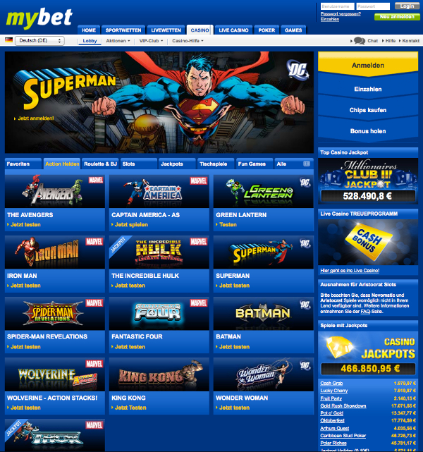 MyBet - Superhelden-Spielautomaten